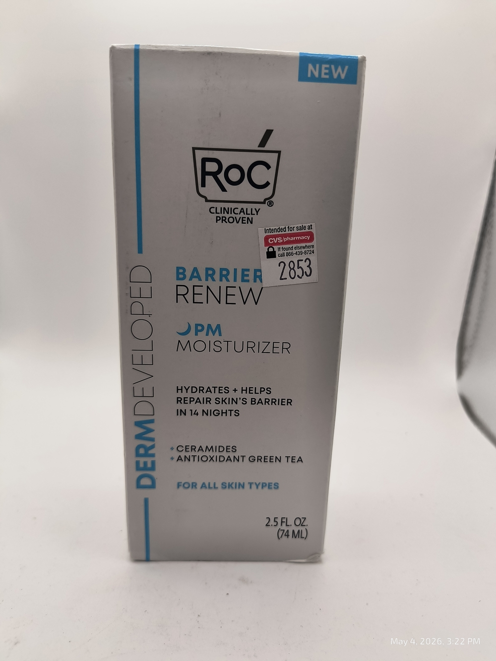 RoC Barrier Renew PM Moisturizer - Hydrating Night Face Cream 2.5oz